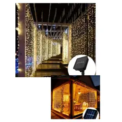GENERICO - LUCES NAVIDEÑA PACK 2 CORTINA SOLAR 3M X 3M HOGAR DECORACION