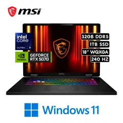 MSI - LAPTOP MSI CROSSHAIR 18HX AI  INTEL ULTRA 9 275HX 32GB RAM 1TB SSD  18” QHD RTX 5070 8GB WIN11