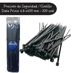 GENERICO - Precinto de Seguridad Cintillo Data Prinss 400mm x 4 - 8mm / Negro