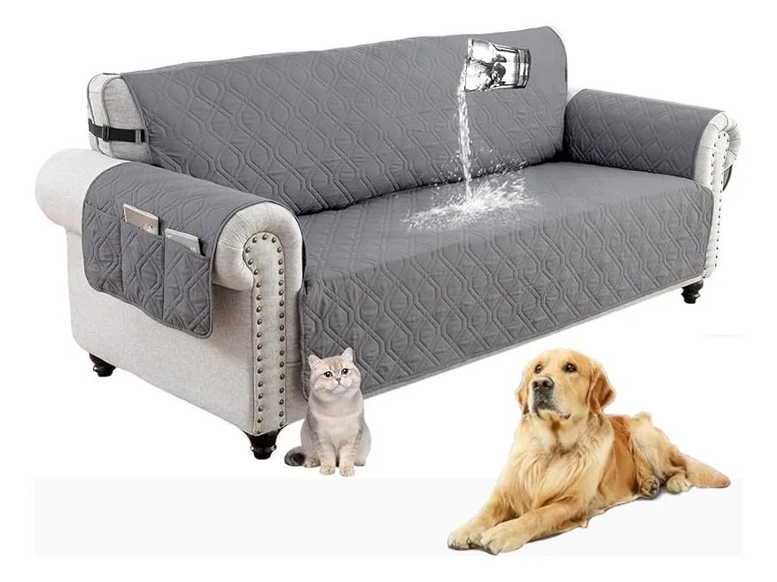 Fundas,cubre Sofa Sillon 3 Plazas Para Mascotas Reversible Gris
