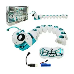 GENERICO - Oruga Robot Musical con Sensor de Movimiento Luces LED y Control Remoto - Turquesa