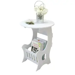 GENERICO - Mesa Auxiliar Blanca Multifuncional Estilo Europeo con Revistero para Sala Dormitorio Estudio