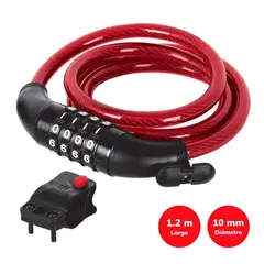 HERMEX - CANDADO CABLE DE SEGURIDAD PARA SCOOTER BICICLETA - CLAVE NUMÉRICA