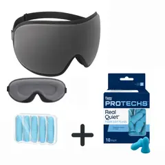 PROTECH - Antifaz Mascara PREMIUM 3D Unisex + 10 Tapones + 20 Tapones CANAL AUDITIVO PEQUEÑO Protechs