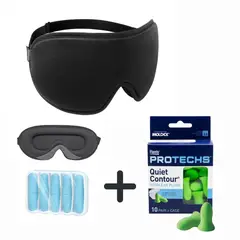 PROTECH - Antifaz Mascara PREMIUM 3D Unisex + 10 Tapones + 20 Tapones Espuma Ultra Suave - Protechs