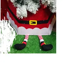 GENERICO - Pies de arbol de navidad santa con pies  rojo y blanco