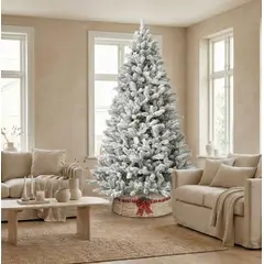 IMPORTADO MC - Árbol de Navidad con Nieve Súper Coposo Premium y Realista con Ramas Mixtas 210 cm 2.1 m metros