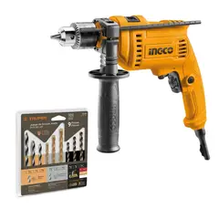 INGCO - Taladro Percutor 680W + Brocas Madera, Concreto, Metal Truper