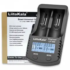 LIITOKALA - Lii-300 Cargador 12V Para Baterías de Litio y NiMh AA AAA 26650 18650