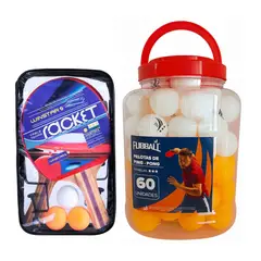 GENERICO - KIT PARA PING PONG PAR DE RAQUETAS WINSTAR MÁS FRASCO DE PELOTAS FUBBALL