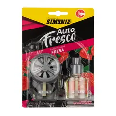 SIMONIZ - Ambientador Auto Fresco 10ml Aroma Fresa Con Repuesto