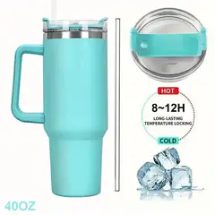 GENERICO - TERMO TOMATODO VASO TERMICO MUG ACERO INOXIDABLE TURQUESA MANTIENE FRIO 24H. 40oz
