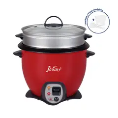 JHUMY - Olla arrocera 1 . 8Lt con vaporera y sofrito color rojo