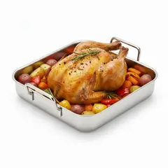 PENTHA - Bandeja Cuadrada de Acero Inoxidable con Asas