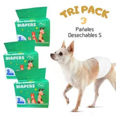 GENERICO - TRIPACK 03 Pañales Desechables para Mascotas Macho S