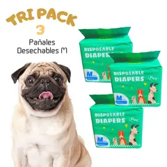 GENERICO - TRIPACK 03 Pañales Desechables para Mascotas Macho M