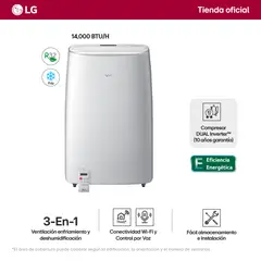LG - Aire Acondicionado Portátil Inverter 14000btuh Lp1419ivsm