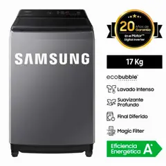 SAMSUNG - Lavadora Samsung 17 KG EcoBubble  Inverter WA40F17E7CPE GRIS Grafito