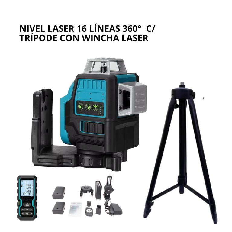 Nivel Laser 16 Líneas 4D Con Trípode + Wincha Laser