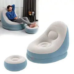BESTWAY - Sillón Inflable Con Poof Celeste