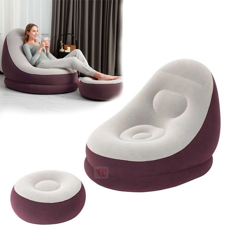 Sillón Inflable Con Poof Guinda