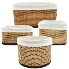 INSPIRA MARKET - Set Canasta Cesto Organizador Multiuso Bambú