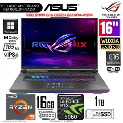 ASUS - Laptop Asus Rog Strix G16 (2025) AMD Ryzen 9 9955HX 16GB RAM 1TB SSD RTX 5060-8GB 16"  WUXGA