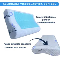 GENERICO - Almohada Viscoelastica con Gel funda bambu extraible con cierre