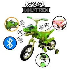 GENERICO - BICICLETA  DINO T-REX CON BLUETOOTH VERDE PARA NIÑOS