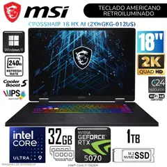Msi - Laptop MSI Crosshair 18 HX AI Intel Core Ultra 9 275HX 32GB RAM 1TB SSD RTX 5070-8GB 18"  QHD 240Hz