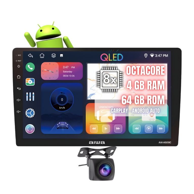 Autoradio Android Aiwa Octacore Con Android Auto & CarPlay 4GB RAM + 64GB GPSWiFi AW-A928C