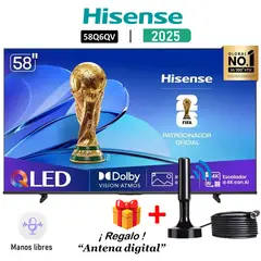 HISENSE - Televisor 58 QLED 4K Smart Tv 58Q6QV + Antena Digital