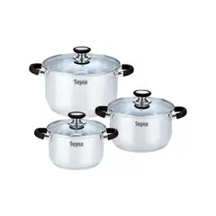 Reyna - Juego de ollas Professional Mini 6 pzas acero inoxidable color negro