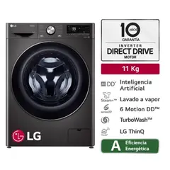 LG - Lavadora De 11kg De Lavado Con Ai Dd Thinq Wm11bvc3s6 Color Acero Negro