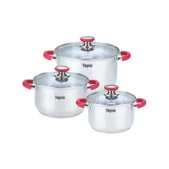 Reyna - Juego de ollas Professional Max 6 pzas acero inoxidable color rojo