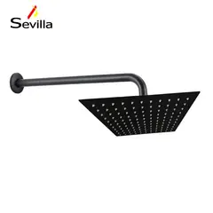 GENERICO - Ducha Española Cuadrada 8 x 8 Pulgadas Negro Acero Inox Sevilla