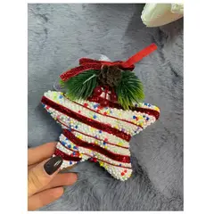 GENERICO - Adorno Navideño Con Pinchos Estrellas Rojas Y Blancas 11 Cm