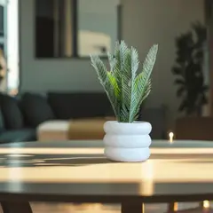 LAR DANIELSEN - Macetero blanco mate con diseño anillado 13 cm alto -  Kyoto