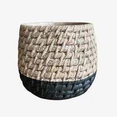 LAR DANIELSEN - Macetero bicolor con textura trenzada - Ébano