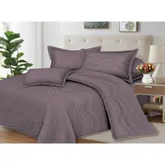 PENTHA - Juego de Sábanas 100% Suave Algodón 2Plazas 4 Piezas 2000 Hilos Olas Ciruela