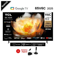 TCL - Televisor 65 LED 4K 65V6C Google TV 2025 + Antena Digital
