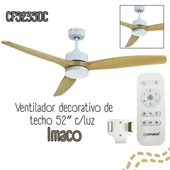 Imaco - Ventilador de techo 52 con luz y control remoto Imaco CF5235DC