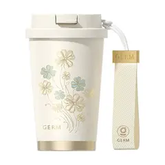 GERM - Vaso Térmico Trébol Blanco 390ml Acero Inoxidable