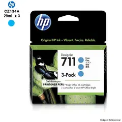 HP - TINTA HP 711 CZ134A  TRIPACK CYAN PACK DE 3UND T120, T520