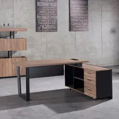 NACIONAL - Escritorio Gerencial de melamina con base metal - CAGLIARI