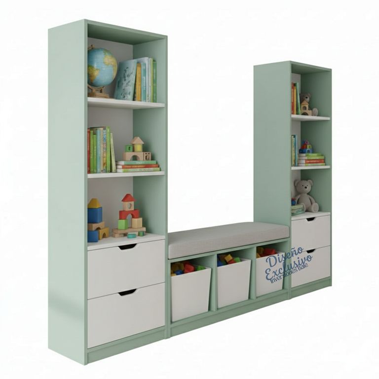 Juguetero Multiusos Librero con Asiento Elvis Agave Amore Home