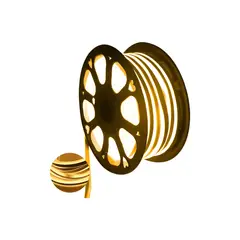 GENERICO - Manguera LED enrollable de neón flexible de 50 metros y 2 enchufes de luz dorado