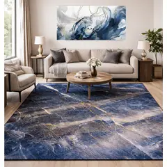GENERICO - Alfombra de vinilo azul y amarillo oro - 300 x 200 cm