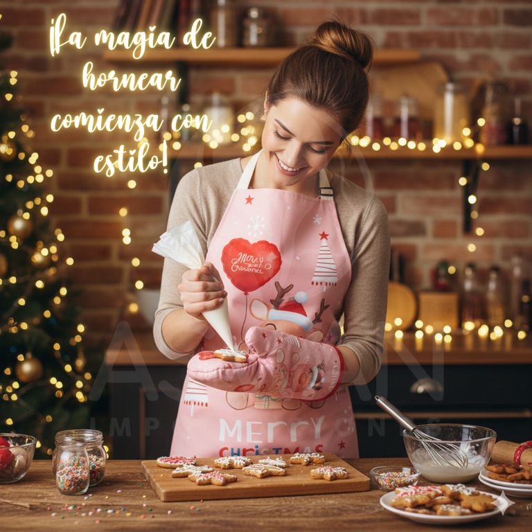 Mandil con Guantes Navideño