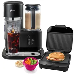 OSTER - Cafetera frappe con Licuadora BVSTDC03B 3 en 1 + Sandwichera Platos Hondos
